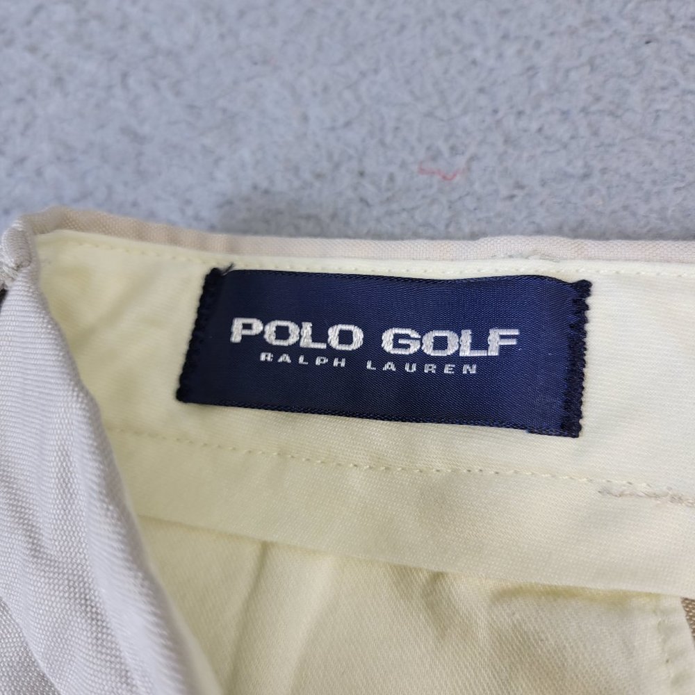 Polo Golf Ralph Lauren Pants Men's Size 35 x 32 Pleated Cuffed Beige - Picture 9 of 13
